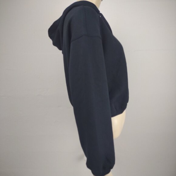 NWT Spanx Very Black Air Essentials Cropped hoodie hooded sweatshirt Small - Picture 3 of 9